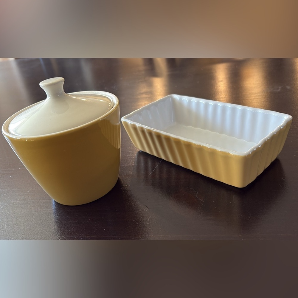 Modern Cream and Golden Yellow Ceramic Dish Set